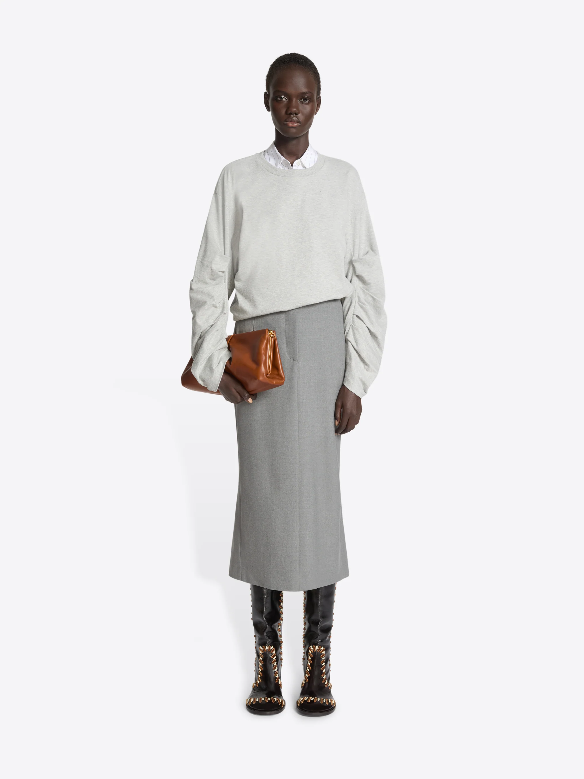 Pleated leather clutch - Image 6