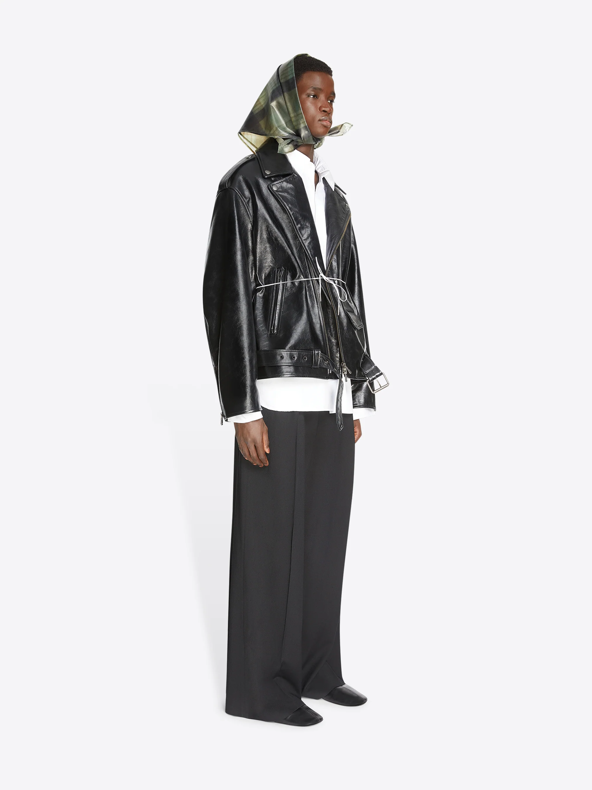 Leather biker jacket - Image 4