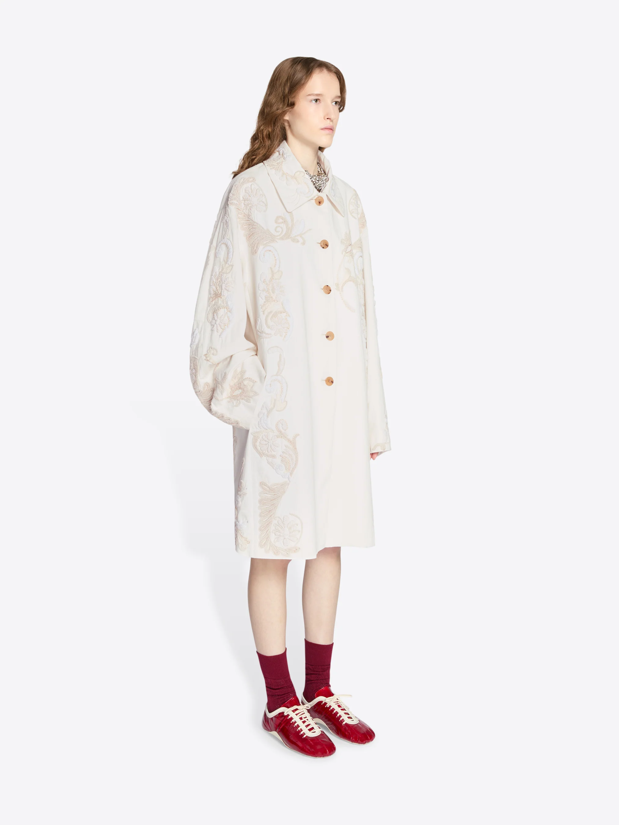 Embroidered A-line coat - Image 3