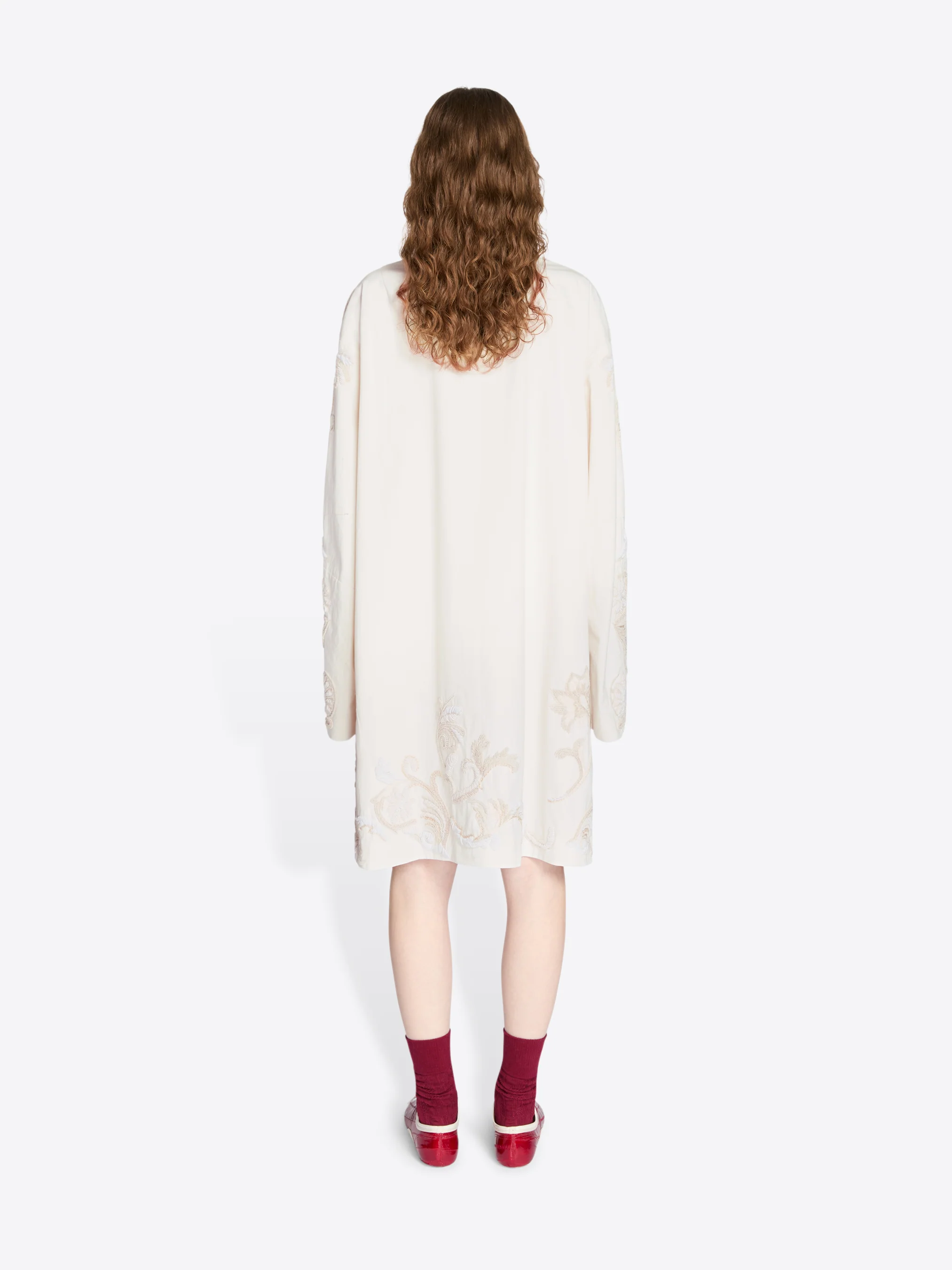 Embroidered A-line coat - Image 4