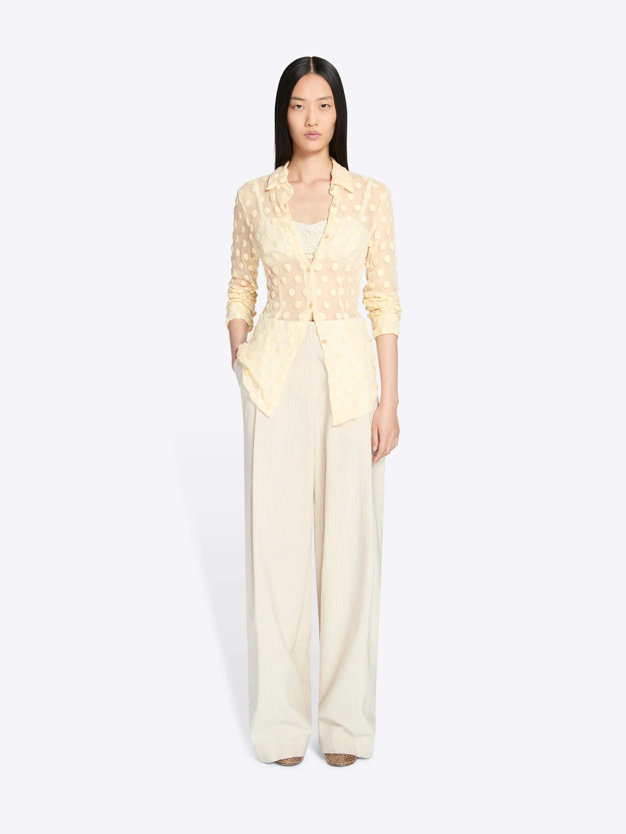 Fitted mesh cotton shirt - Image 2