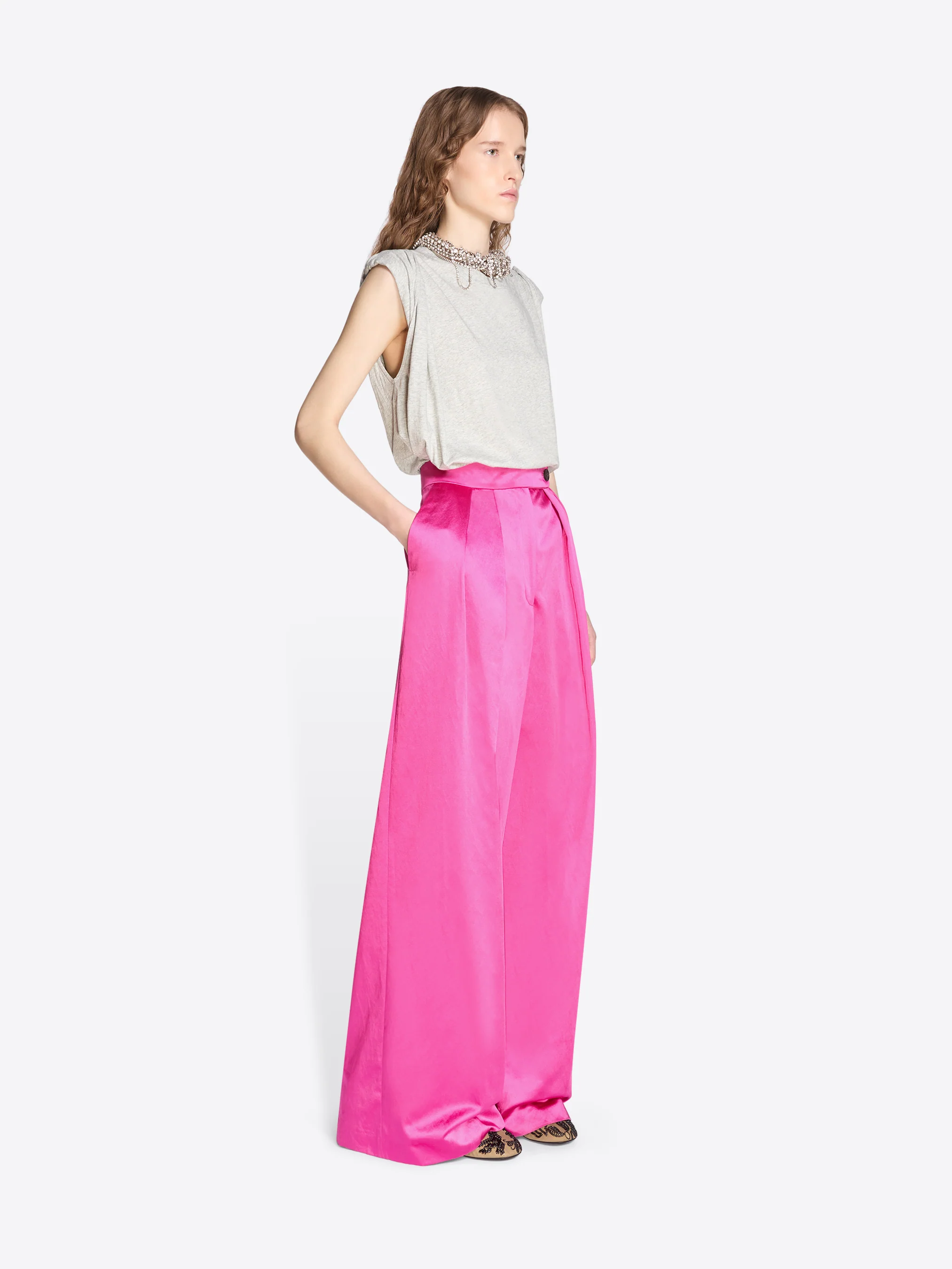 Wide pleated pants - Image 3