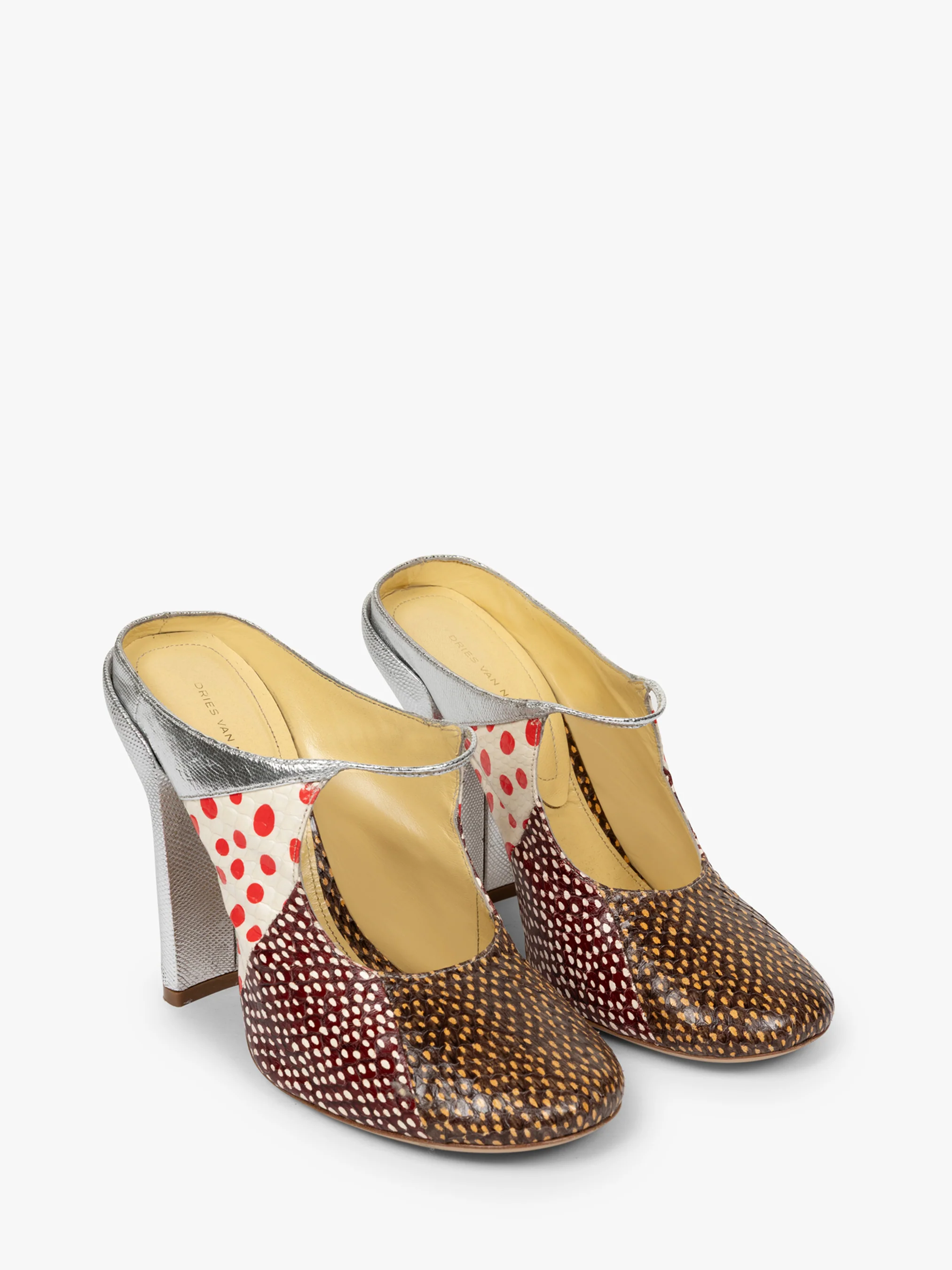 Heeled patchwork mules - Image 3