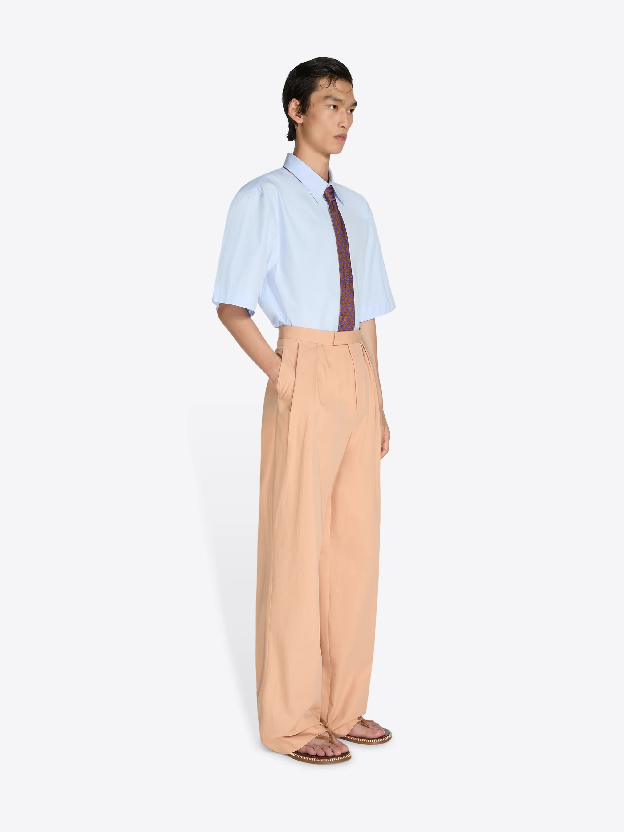 Pleated cotton poplin pants - Image 3