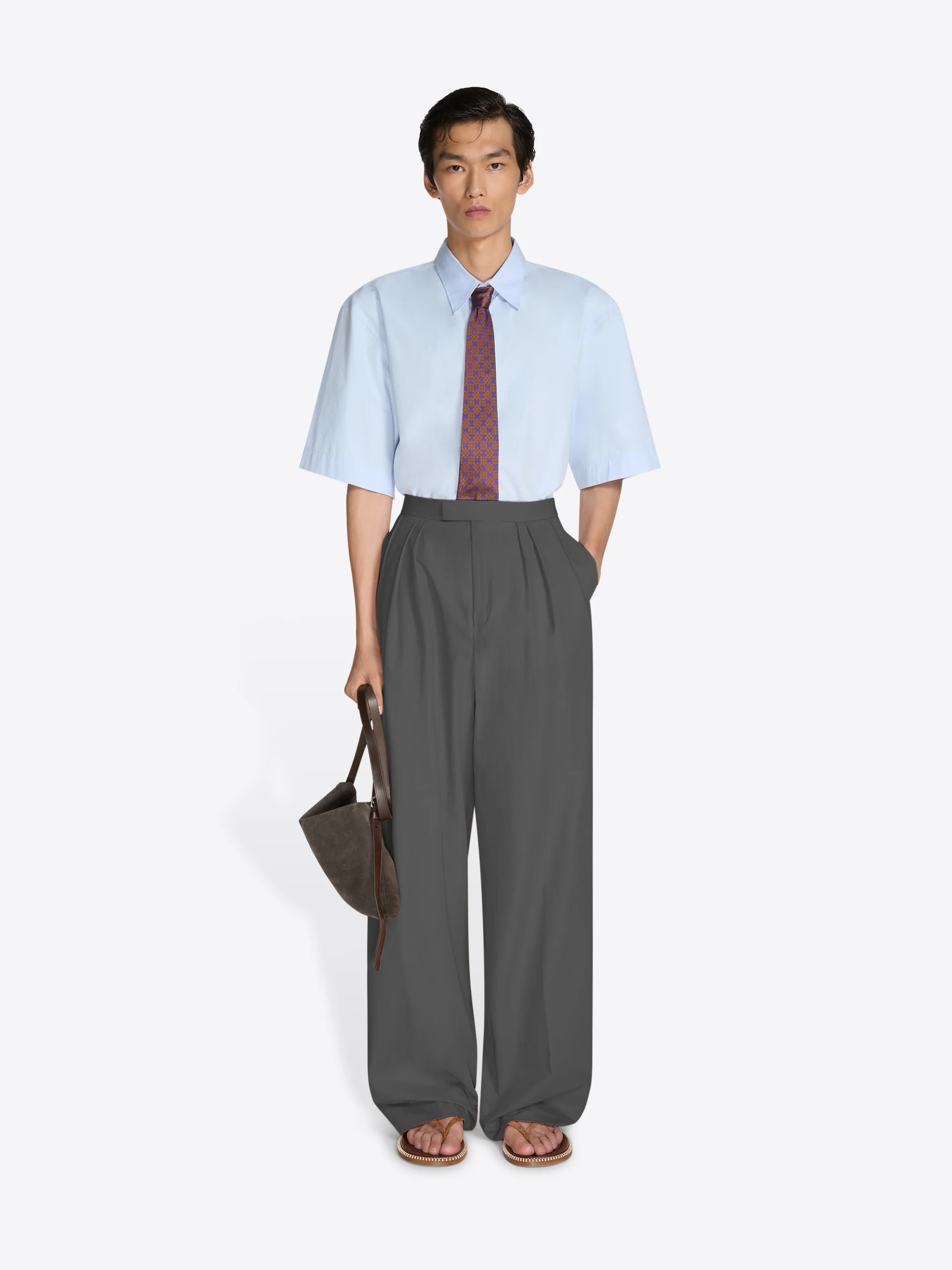 Pleated cotton poplin pants - Image 6