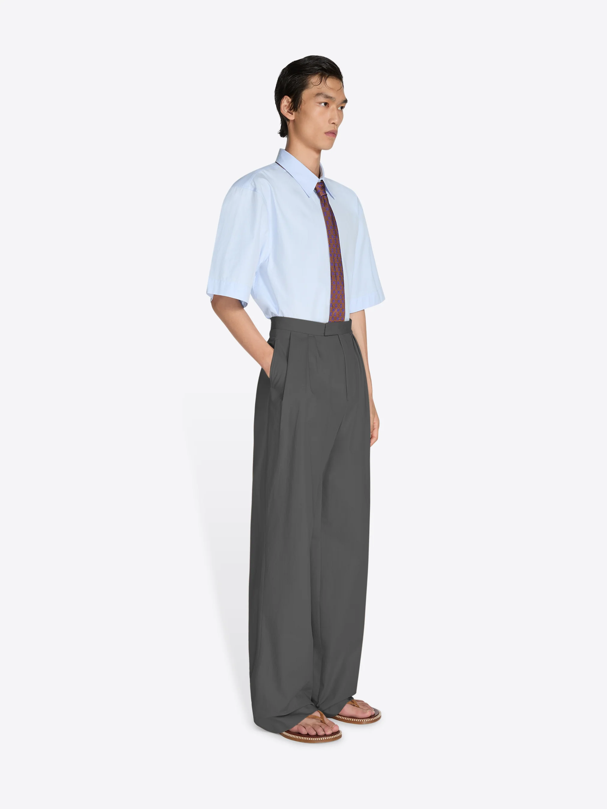 Pleated cotton poplin pants - Image 7