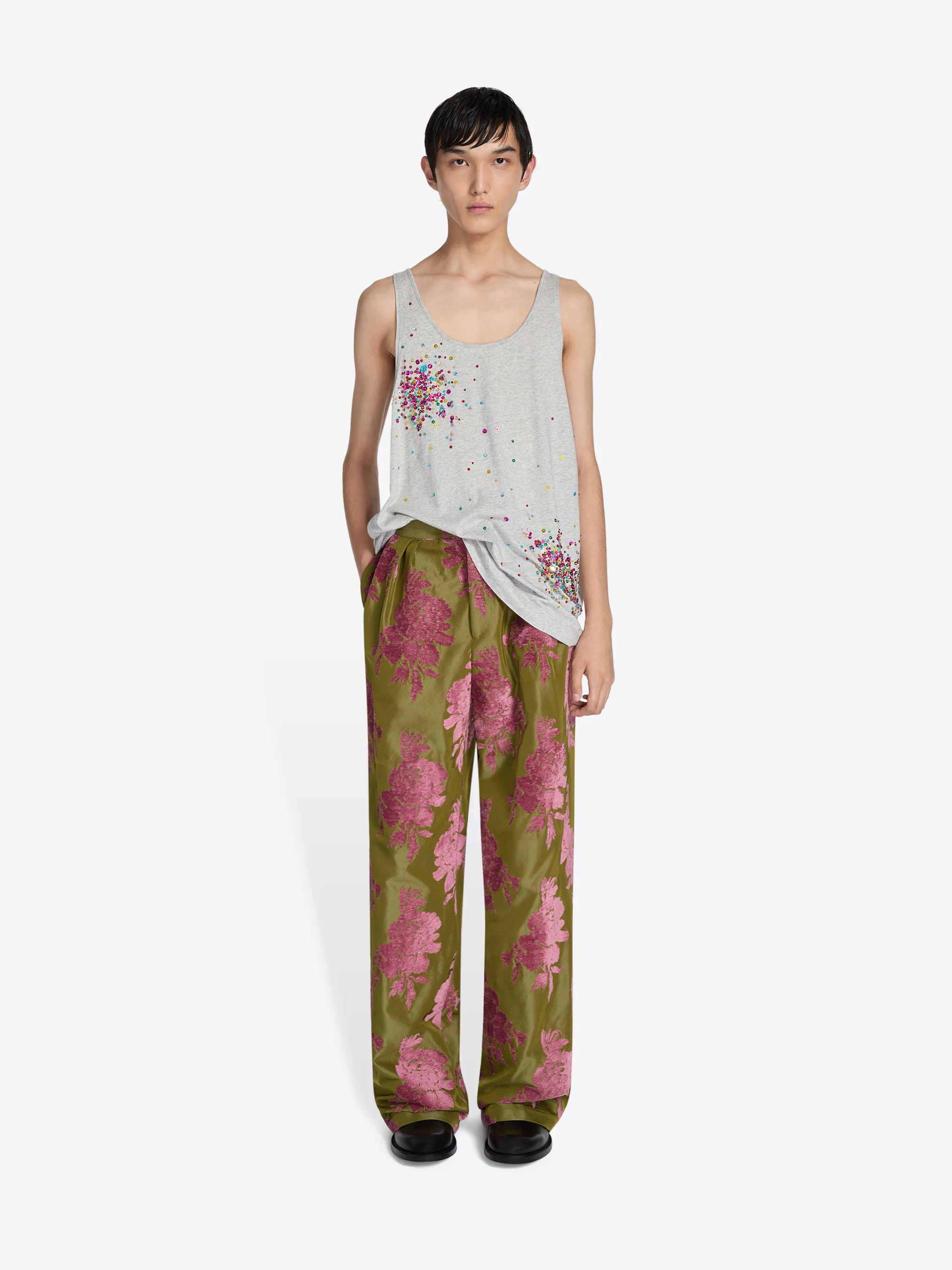 Pleated fil coupé pants - Image 2