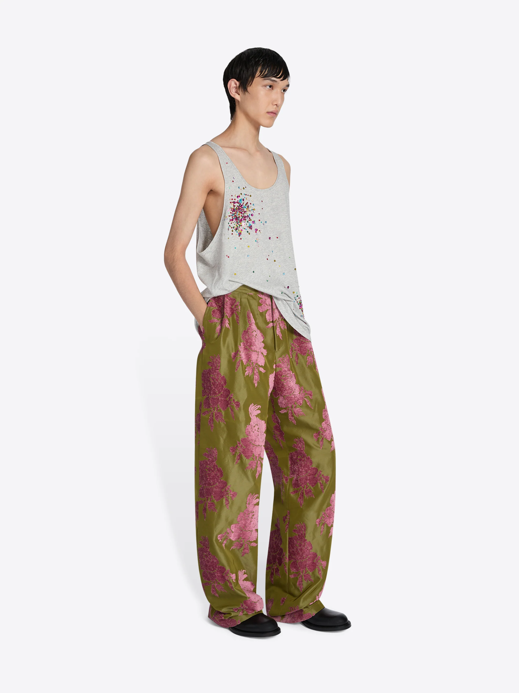 Pleated fil coupé pants - Image 3