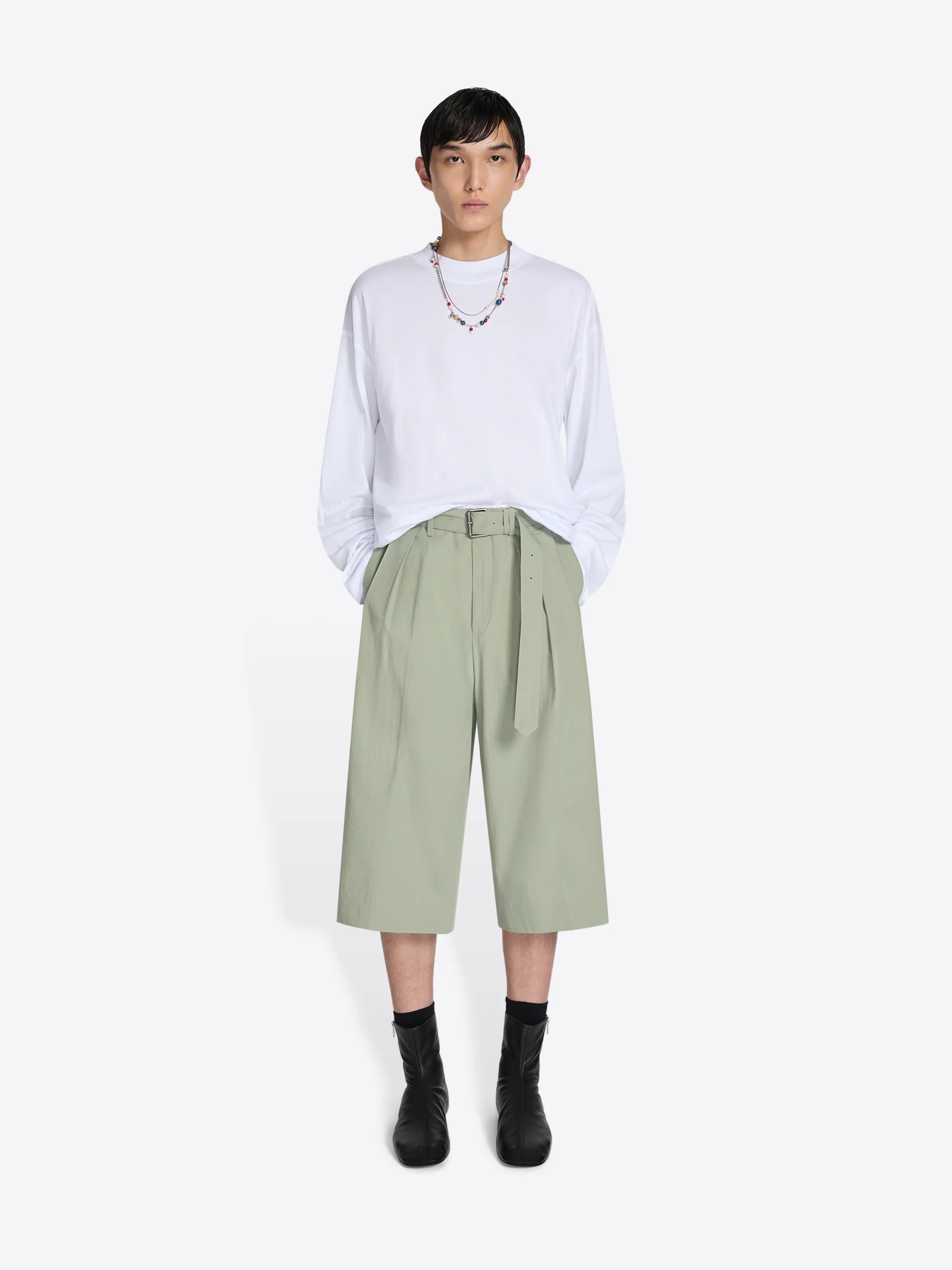 Belted cotton poplin shorts - Image 2