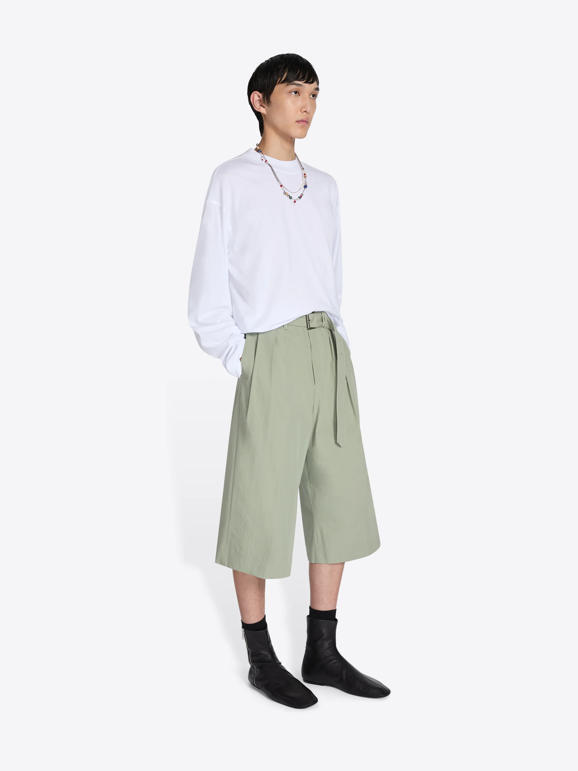 Belted cotton poplin shorts - Image 3