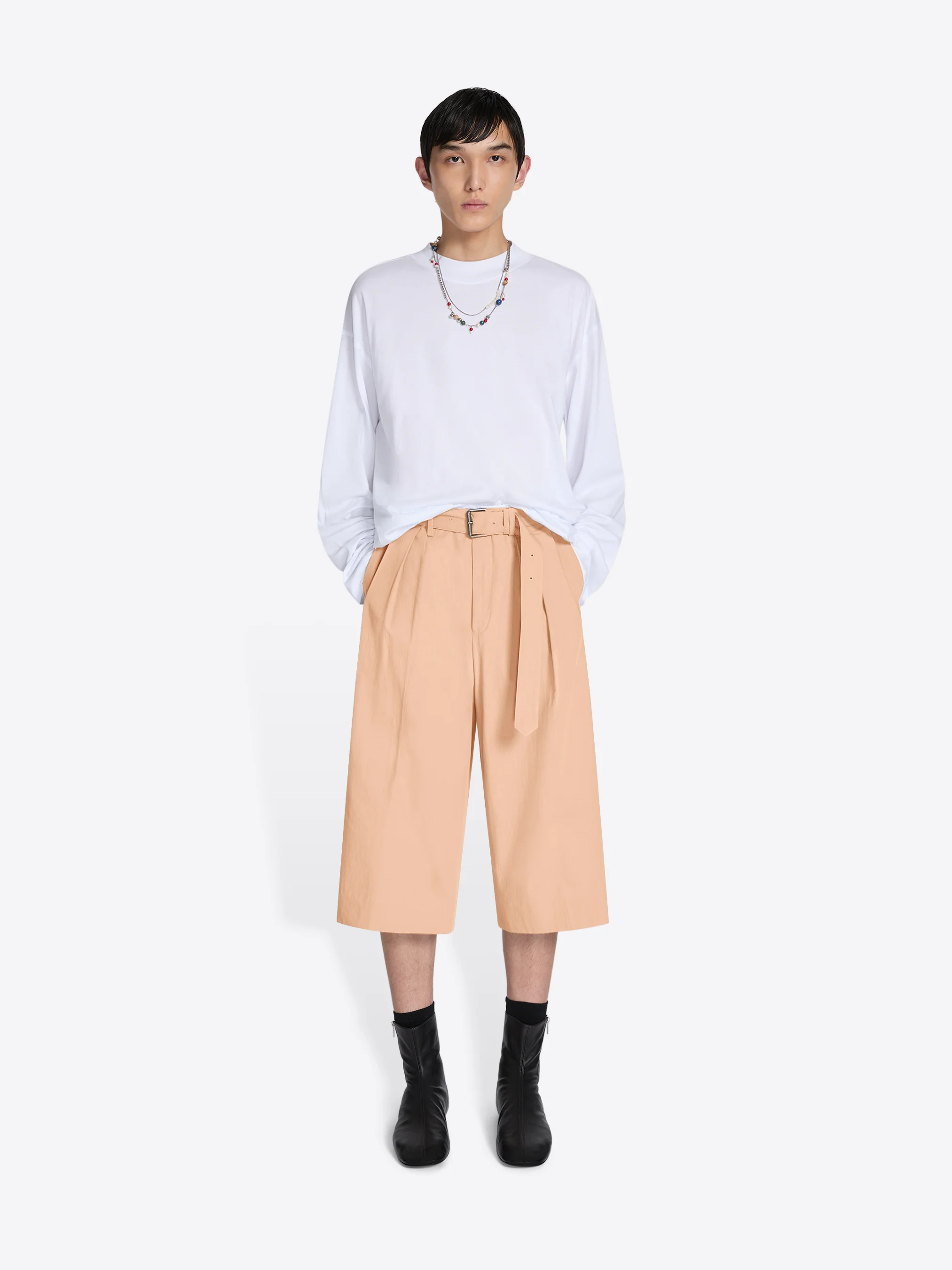 Belted cotton poplin shorts - Image 6