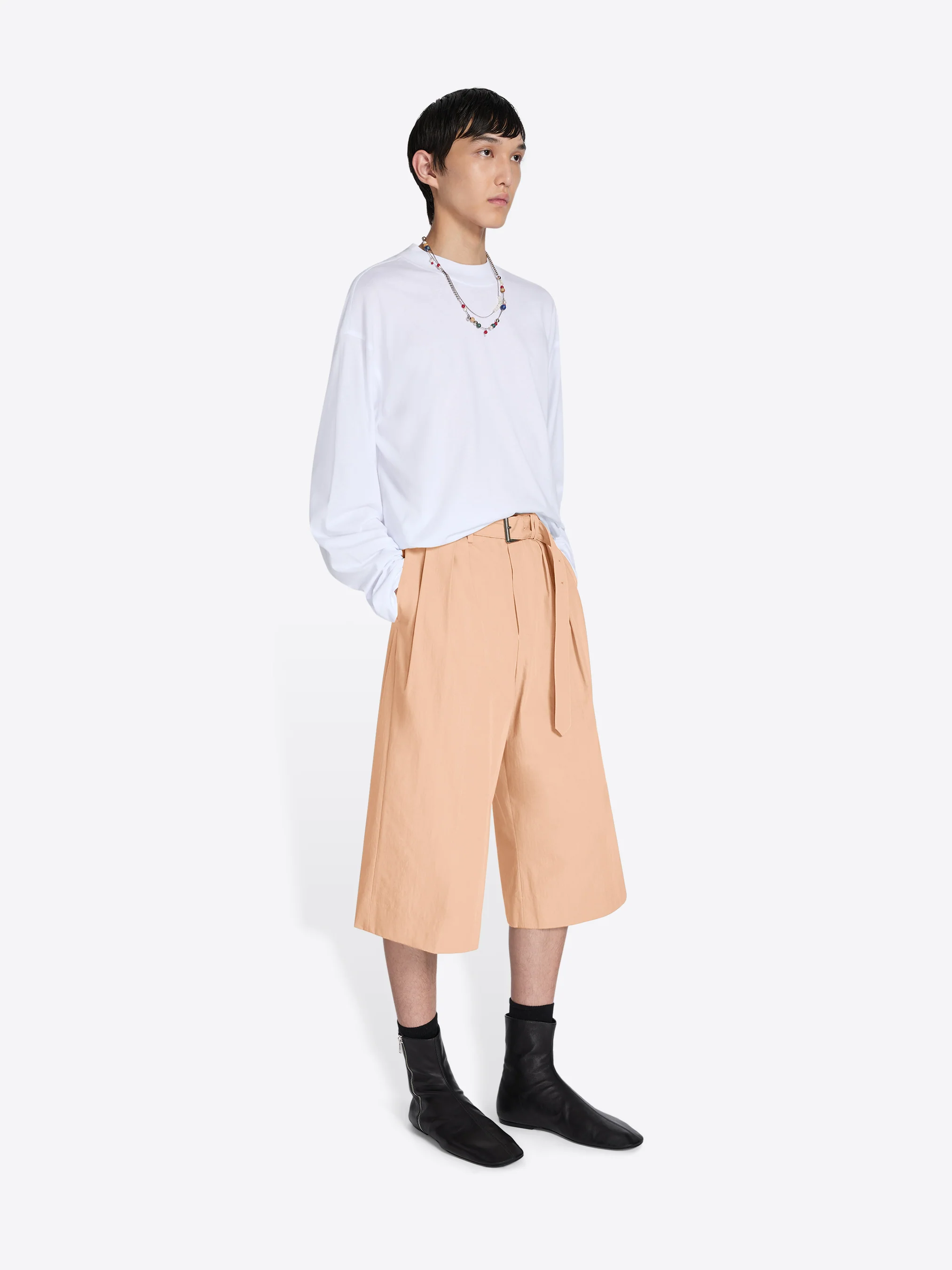 Belted cotton poplin shorts - Image 7