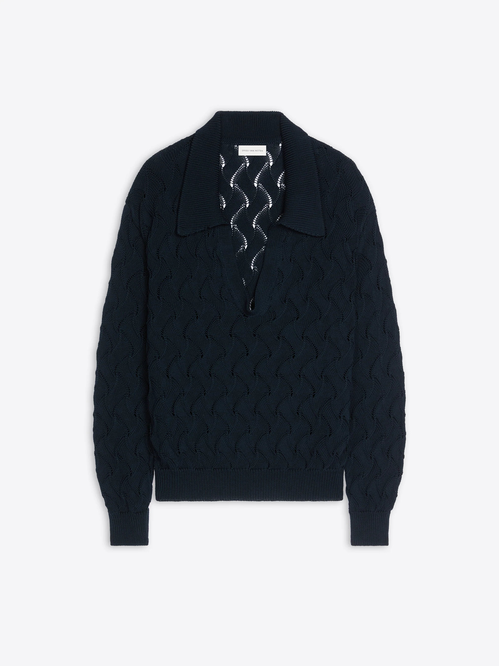 Lace stitch polo sweater - Image 5