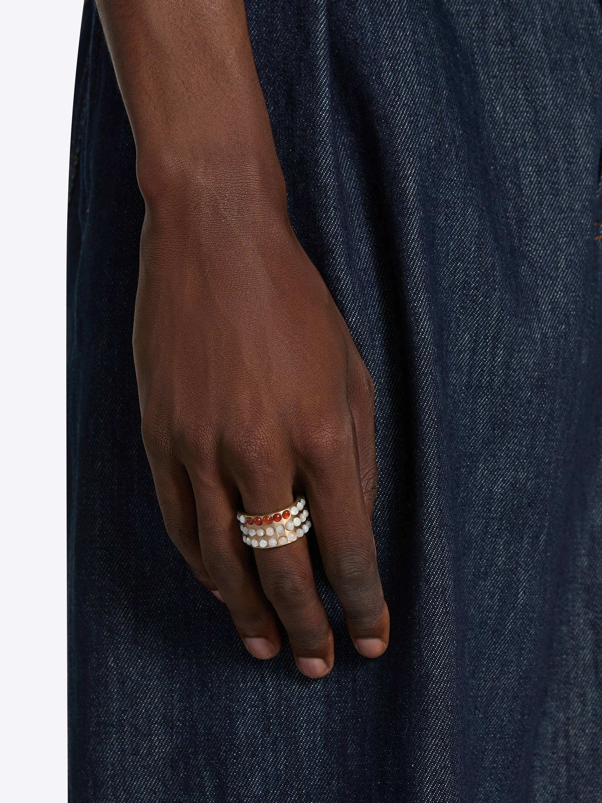 Layered stone band ring - Image 4