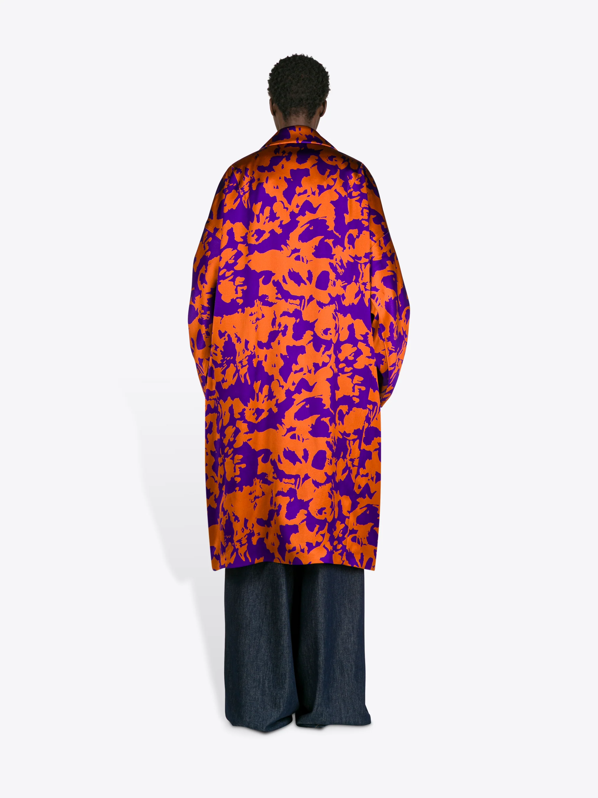 Floral viscose satin coat - Image 4