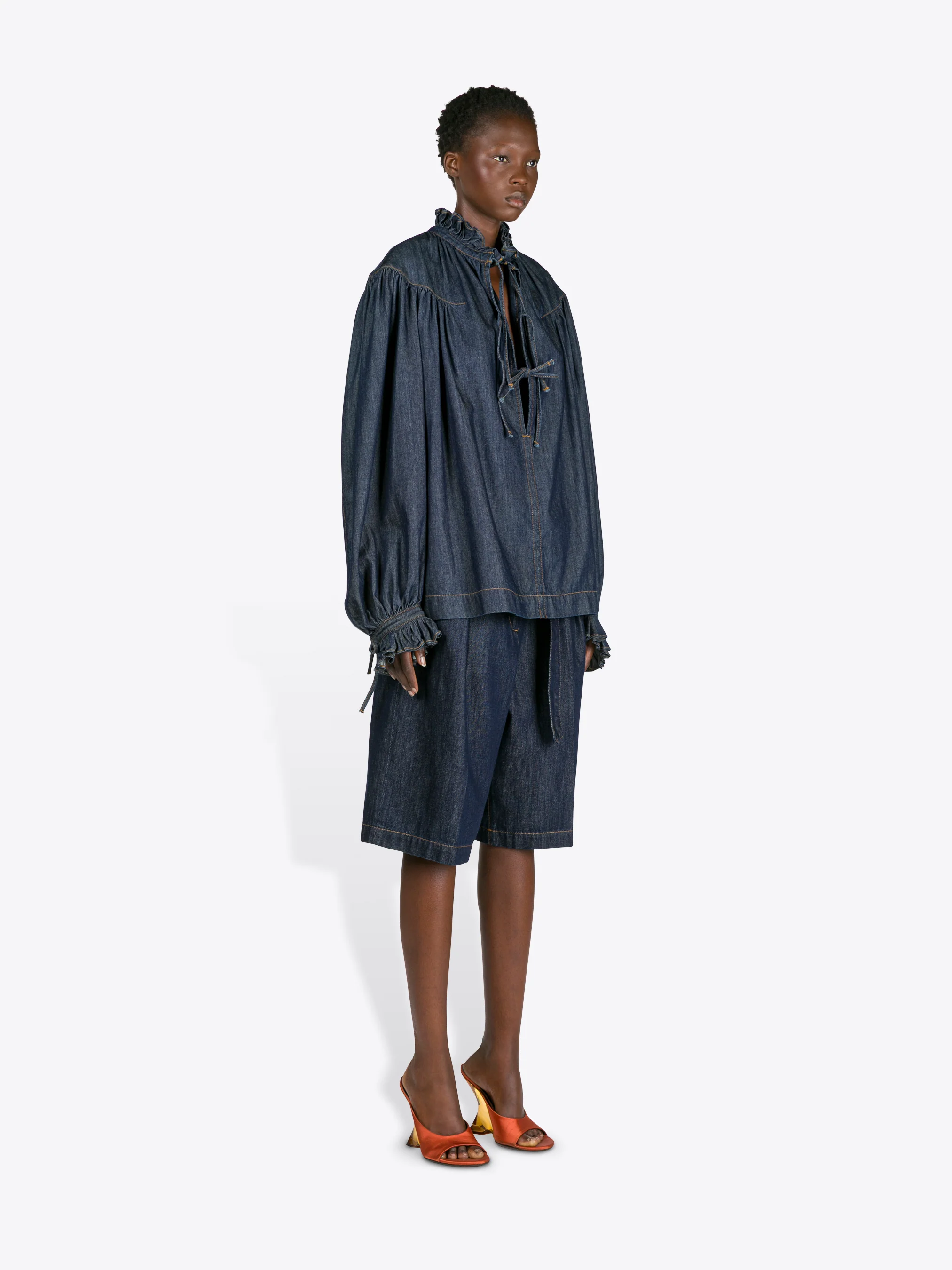 Ruffled denim shirt - Image 3
