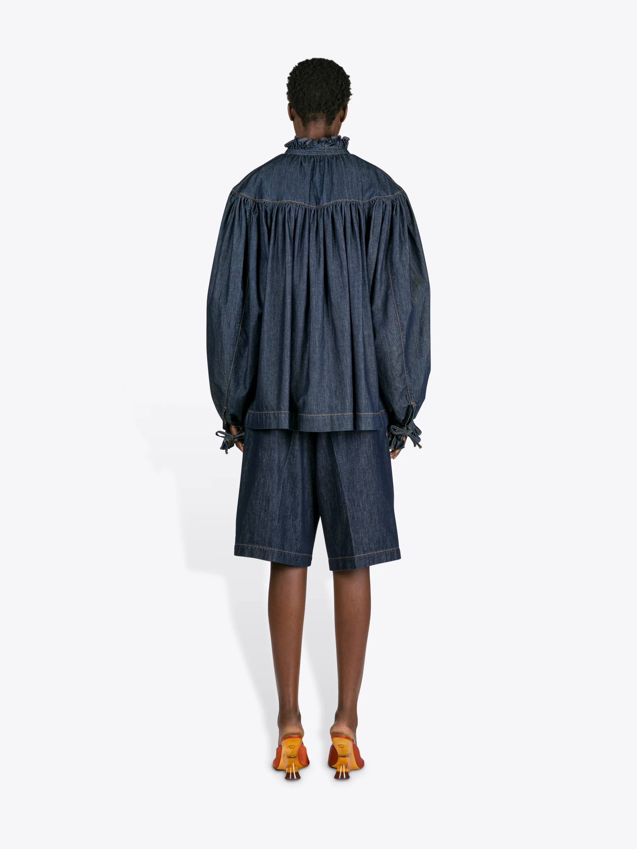 Ruffled denim shirt - Image 4